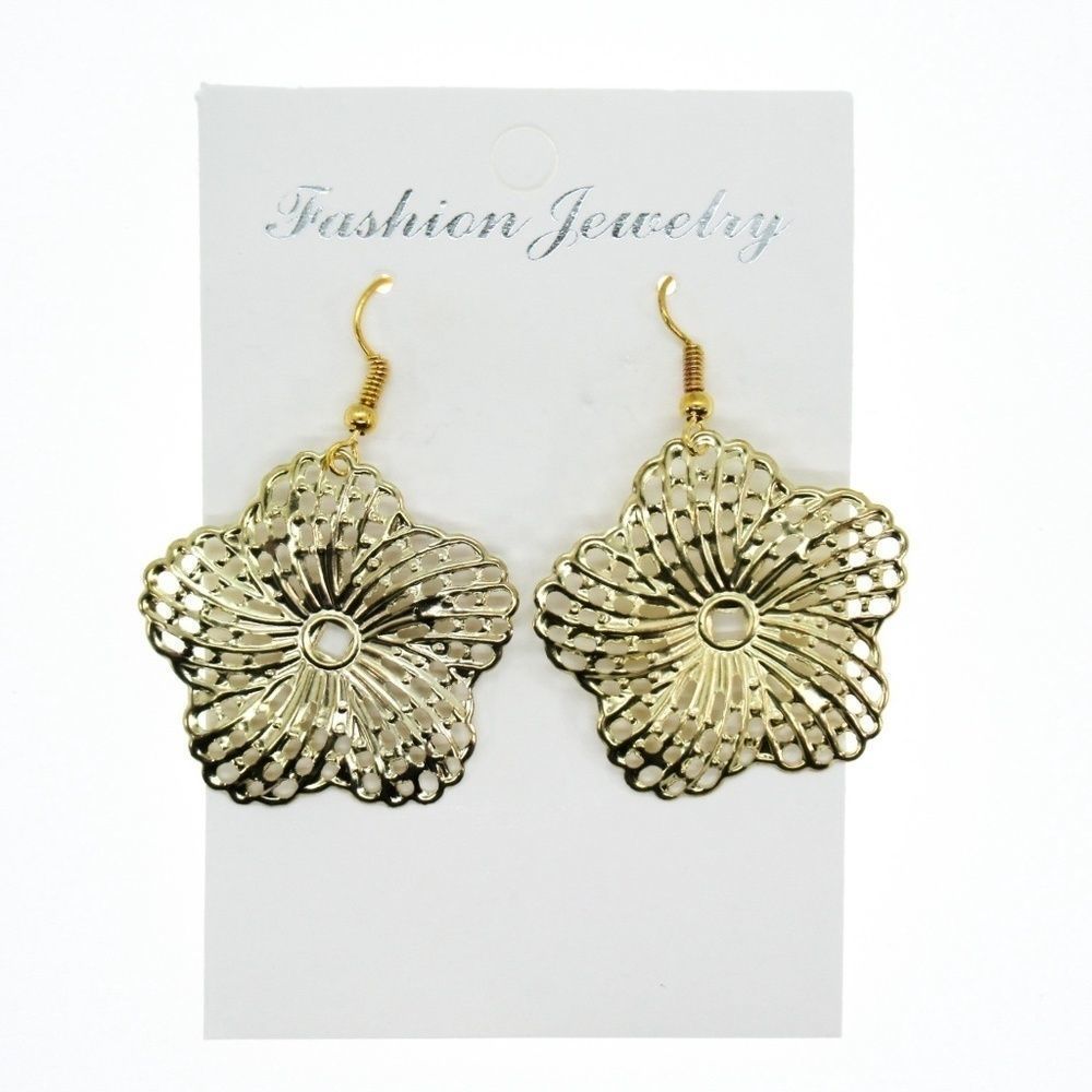 Gold Color Plated Aluminum Bloom Earrings